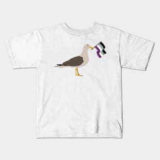 Seagull Holding Asexual Pride Flag Kids T-Shirt